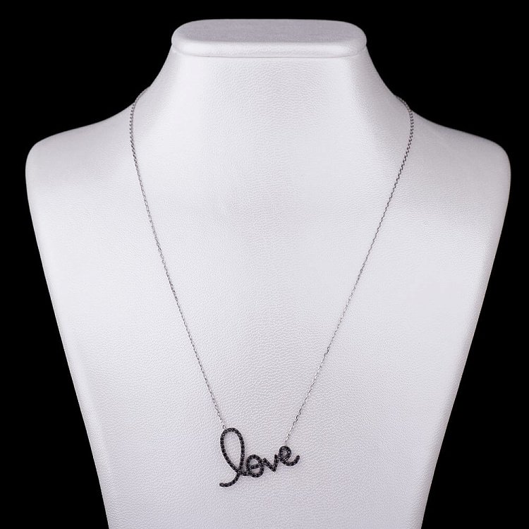 Колье "Love" с фианитами (родий, 40см) 18179 Колье "Love" с фианитами (родий, 40см) 18179 от ювелирного магазина Оникс