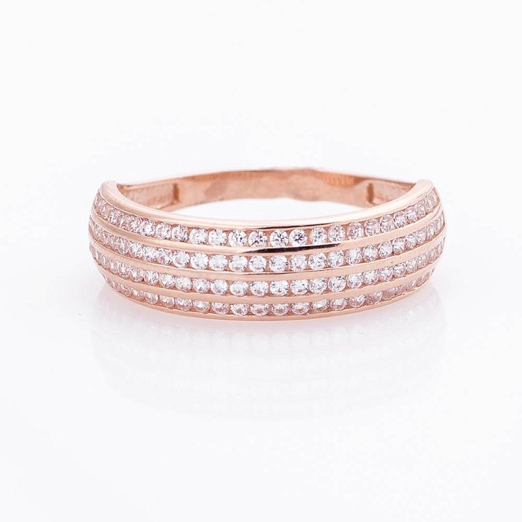 Золота каблучка з фіанітами к03208 від ювелірного магазину Онікс - 2