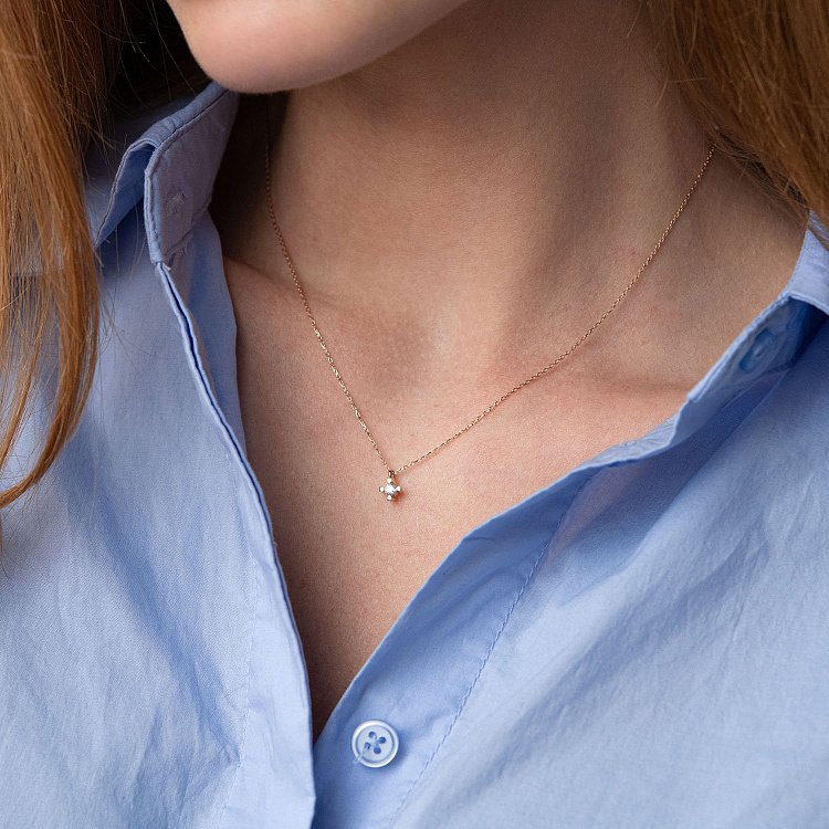 Золоте кольє з одним фіанітом кол01965 від ювелірного магазину Онікс - 1