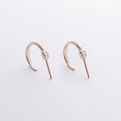 Серьги - пусеты "Гремучие змеи" в желтом золоте с09078 №6