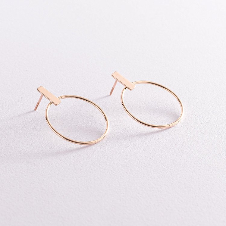 Серьги - пусеты "Уверенность" в желтом золоте с07749 от ювелирного магазина Оникс - 10