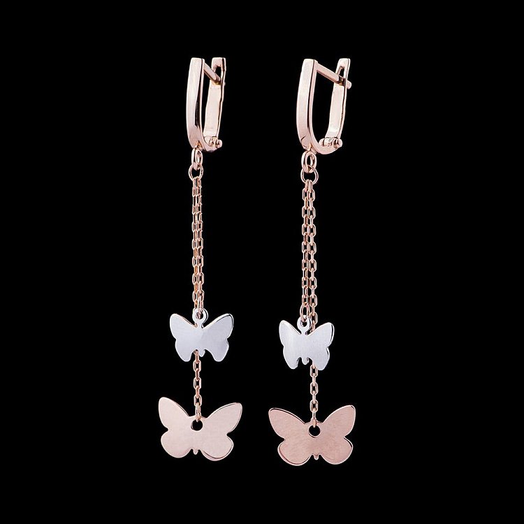 Золотые сережки "Бабочки" с04762 от ювелирного магазина Оникс