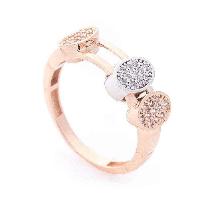 Ексклюзивна золота каблучка (фіаніти) к05573 від ювелірного магазину Онікс