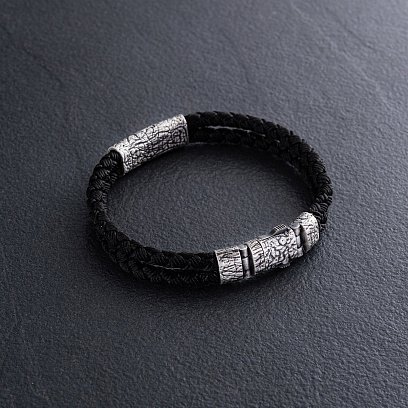 Чоловічий срібний браслет з хрестом 1309 №4