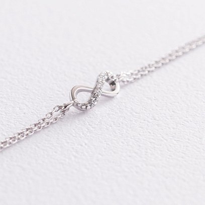 Браслет "Бесконечность" в белом золоте (фианиты) б04691 №3