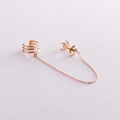 Сережки - каффа "Трініті" в червоному золоті (фіаніт) с08081 №3