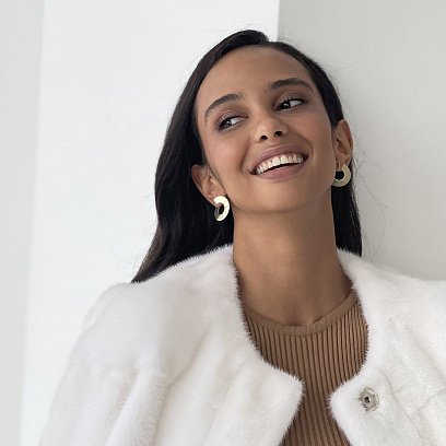 Золоті сережки-пусети Запаморочення (блискучі) с06490 №3