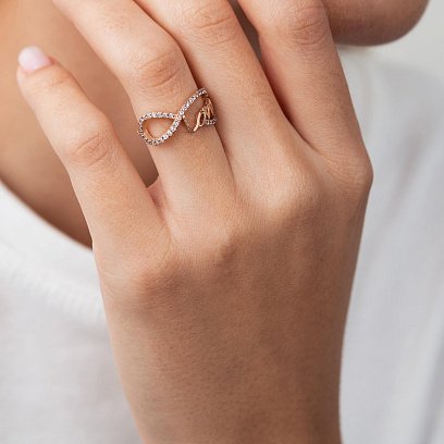 Золотое кольцо "Love" (фианиты) к05462 №2