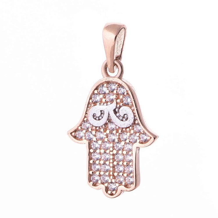 Золота підвіска "Хамса" з фіанітами п02774 від ювелірного магазину Онікс
