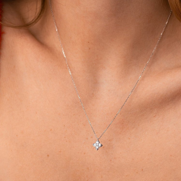 Золоте кольє "Конюшина" з діамантами колб0139sm від ювелірного магазину Онікс - 3