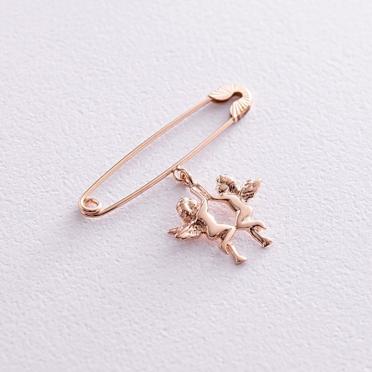 Золота шпилька з янголятами зак00338 від ювелірного магазину Онікс