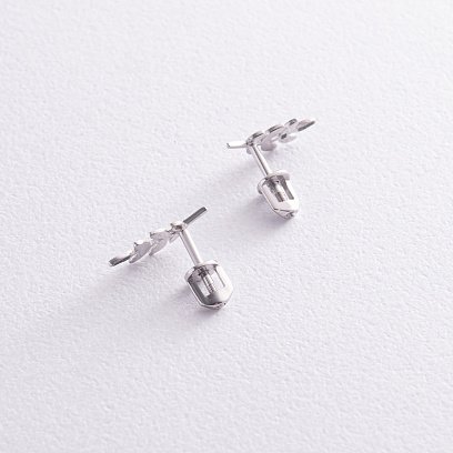 Серьги - пусеты "Веточки" в белом золоте с07014 №5