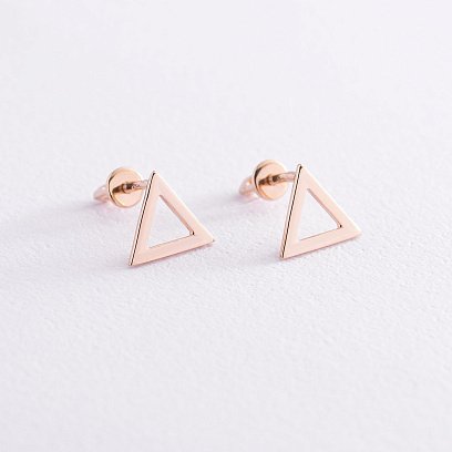 Золотые серьги-пусеты "Треугольники" с06312 №2