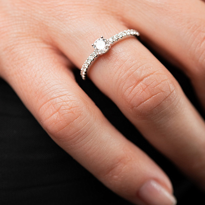 Заручальна золота каблучка з діамантами кб0688ri №4