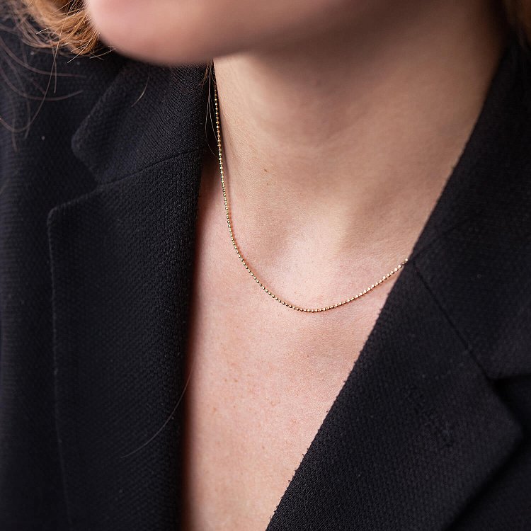 Золотая шариковая цепочка (1 мм) ц00170-1 от ювелирного магазина Оникс - 5