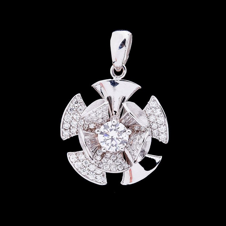 Золотая подвеска "Цветочек" с фианитами п02211 от ювелирного магазина Оникс