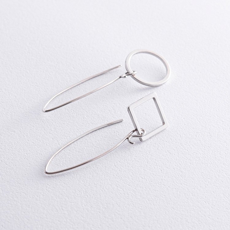 Серебряные серьги - петельки "Геометрия" 4994 от ювелирного магазина Оникс - 2