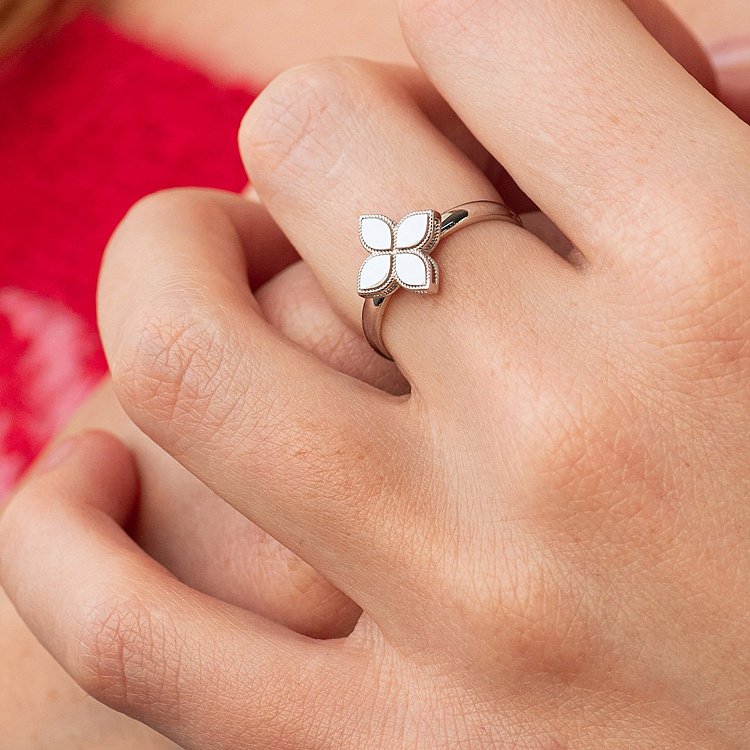 Кольцо "Клевер" в белом золоте к07533 от ювелирного магазина Оникс - 4