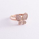 Золотое кольцо "Бабочка" с фианитами к05704 от ювелирного магазина Оникс