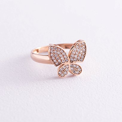 Золотое кольцо "Бабочка" с фианитами к05704