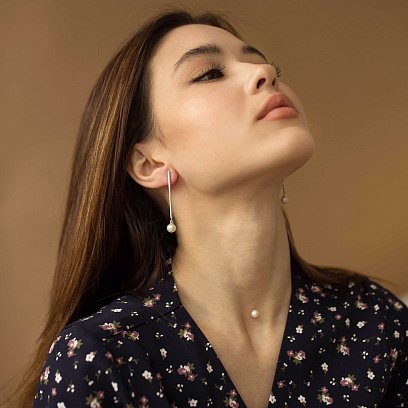 Срібні сережки "Грація" (штуч. перли) 122619 №5