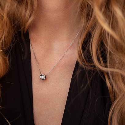 Золоте кольє з одним каменем (діамант) кол402ke №4