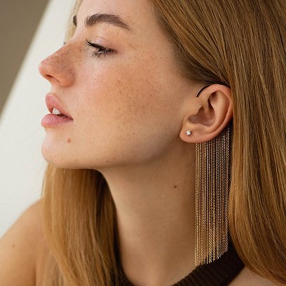 Золотые серьги - пусеты (фианиты) с01569 №4