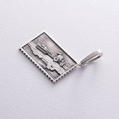 Срібний кулон "Герой на тракторі. Слава Україні" 1005 №8