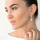 Жіночі срібні сережки (штучні перли, фіаніти) 122108 от ювелирного магазина Оникс - 3