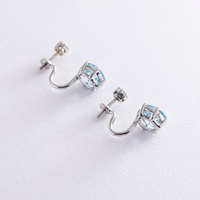 Золоті сережки - джекети "Магія" (фіаніт, топаз) с06946 №5