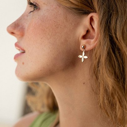 Серьги - пусеты "Клевер" в красном золоте с07073 №2