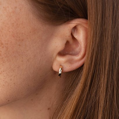 Серьги - кольца в желтом золоте (фианиты) с08014 №4