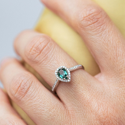 Срібна каблучка (фіаніти, кварц) 1941/1р-QGR №4