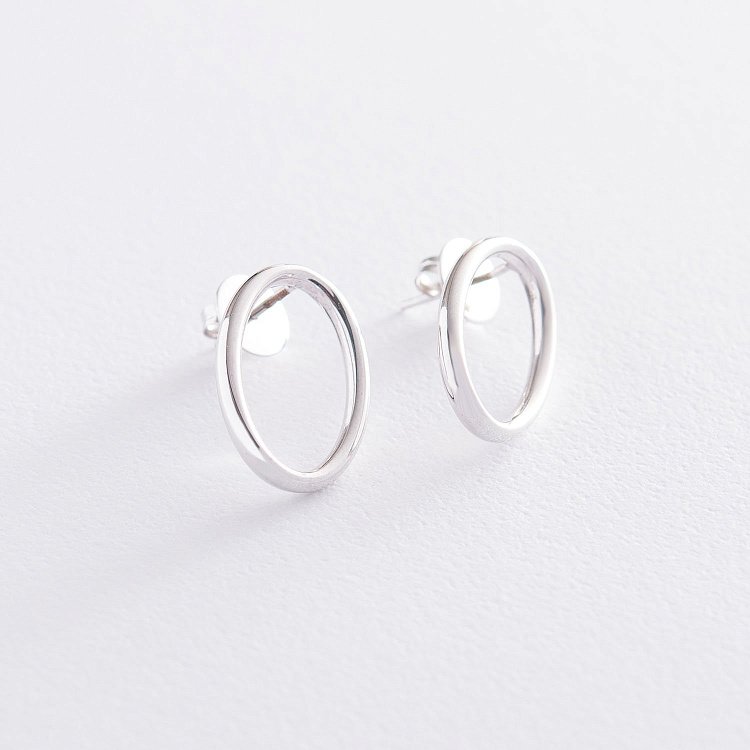 Золоті сережки - пусети "Овальні" с06757 від ювелірного магазину Онікс - 2