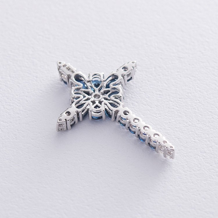 Золотий хрест (сапфір, діамант) пб0213ca від ювелірного магазину Онікс - 2