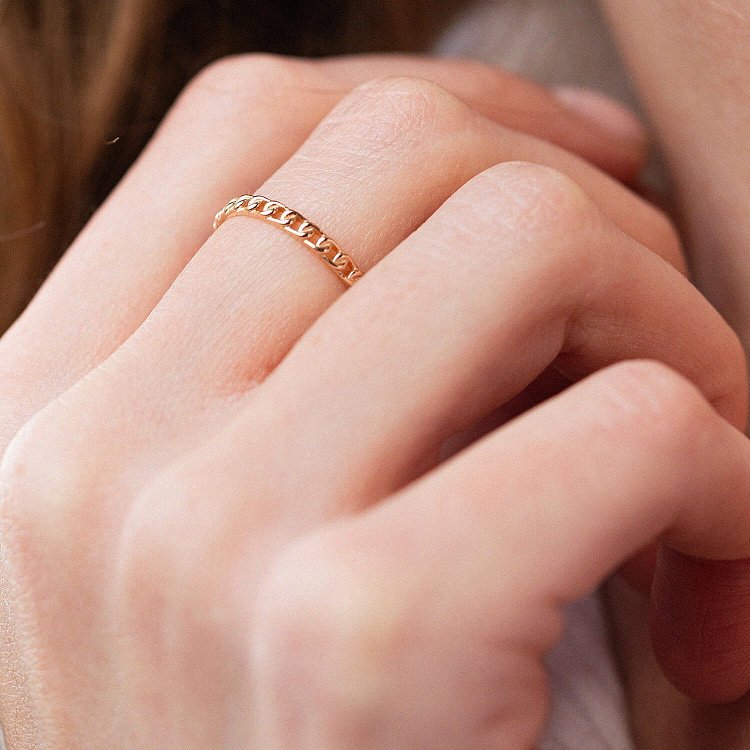 Кольцо "Цепочка" в красном золоте к07156 от ювелирного магазина Оникс - 1