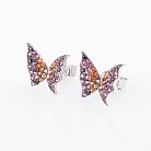 Срібні сережки метелики з кольоровими фіанітами 122040 от ювелирного магазина Оникс - 1