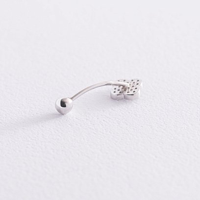 Золотий пірсинг в пупок "Конюшина" з фіанітами пир00245 №2