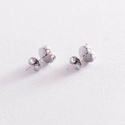 Золотые серьги - пусеты "Сердечки" с опалом с07745 №5