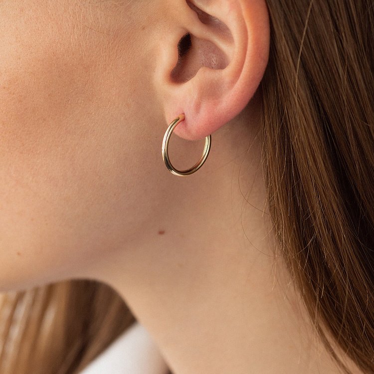 Серьги - кольца в желтом золоте с08488 от ювелирного магазина Оникс - 2