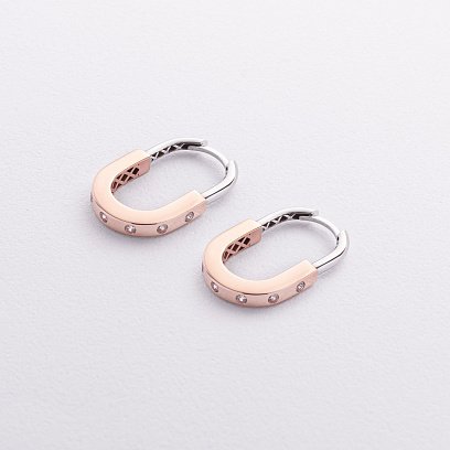 Сережки "Camilla" в червоному та білому золоті (фіаніти) с09376 №2