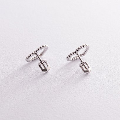 Серьги - пусеты "Сердечки" в белом золоте с08296 №3