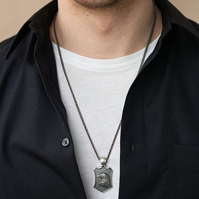 Серебряная цепочка с чернением (плетение колос) чс10544 №5