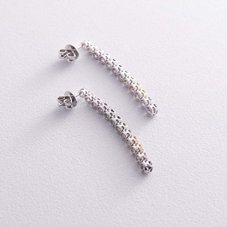 Золотые серьги - пусеты (сапфиры, цитрины, цавариты, аметисты) сб0439di от ювелирного магазина Оникс - 4