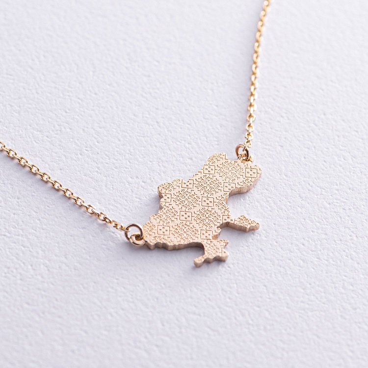 Колье "Моя Украина" в желтом золоте (возможна гравировка)  кол02220 от ювелирного магазина Оникс - 7