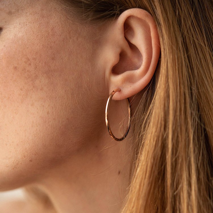 Серьги - кольца в красном золоте (3.2 см) с04038 от ювелирного магазина Оникс - 1