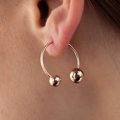 Серьги "Хельга" с шариками (красное золото) с08234 №8