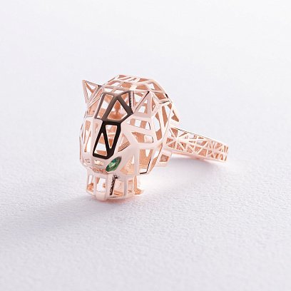 Золотое кольцо "Пантера" с фианитами к07581 №5