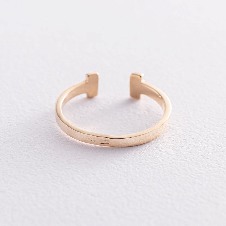 Золотое кольцо "Т" к04818 от ювелирного магазина Оникс - 3