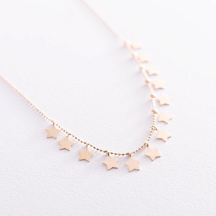 Кольє "Зірочки" в жовтому золоті кол01669 від ювелірного магазину Онікс - 4